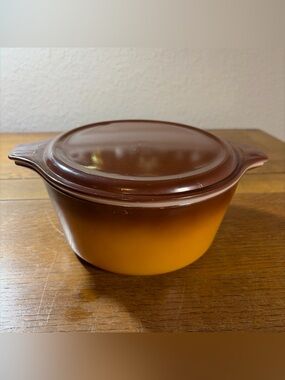 Vintage Pyrex Old Orchard Brown 1.5 Quart Casserole Dish With Lid 474